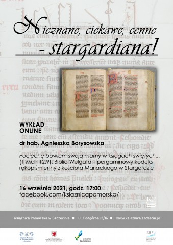 Wykład: dr hab. A. Borysowska - Biblia Wulgata – pergaminowy kodeks rękopiśmienny z kościoła Mariack
